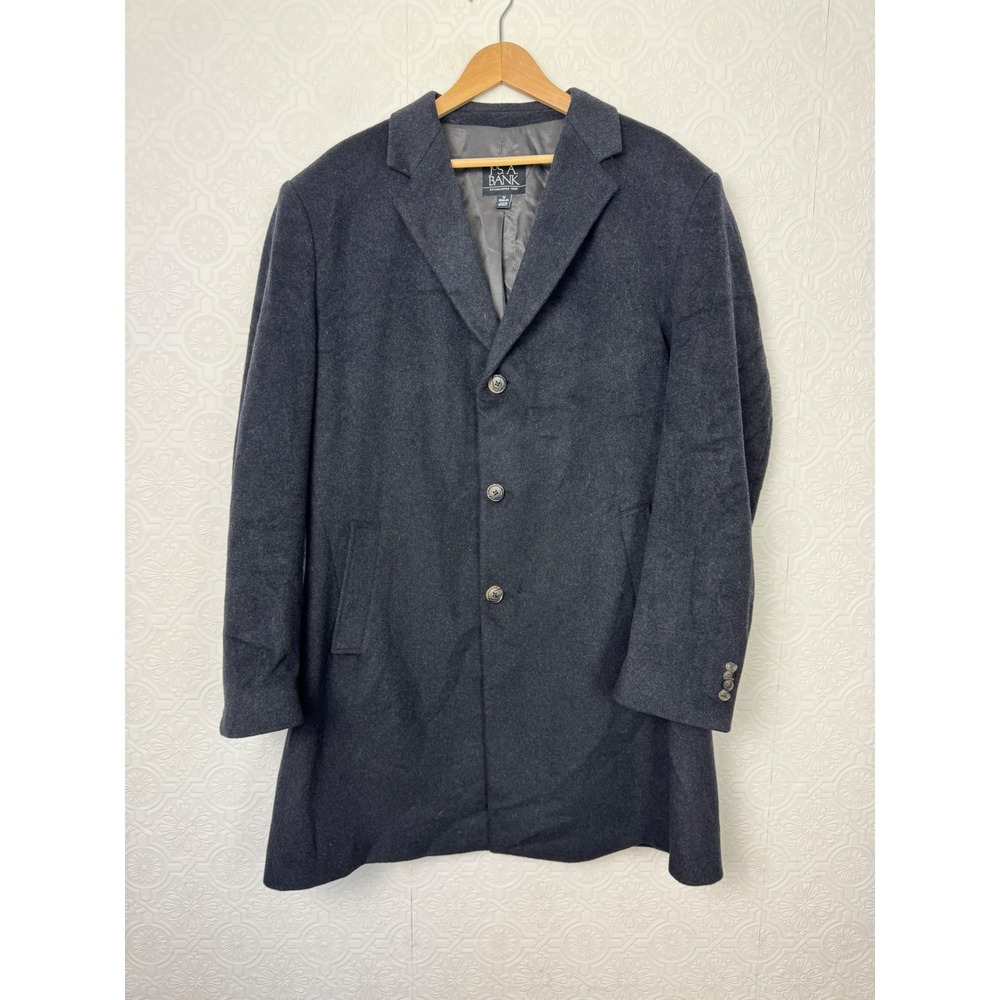 Jos. A. Bank Mens Charcoal Gray Wool Blend Overcoat Topcoat Size 46 Regular